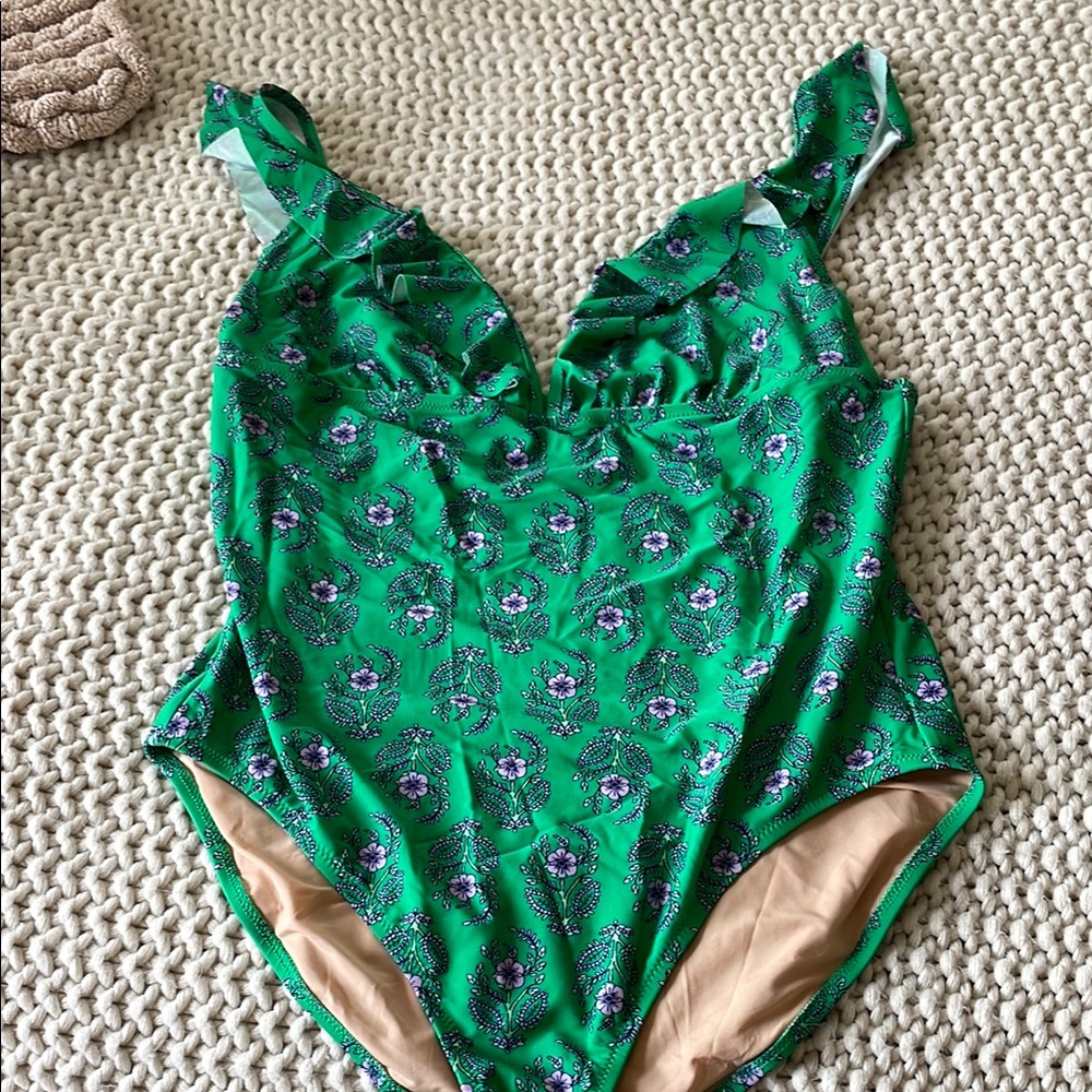 Green Floral One-Piece Swimsuit